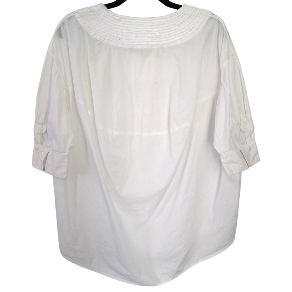 Liviana Conti Free-Size White Cotton Relaxed Fit Blouse - Picture 4 of 8